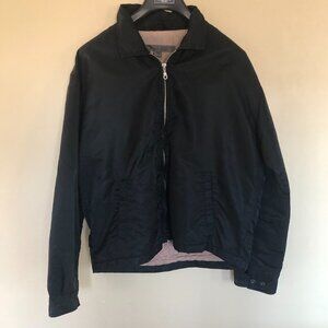 LE COLLEZIONI STRUCTURE BLACK MINIMALIST ZIP UP RAIN JACKET WINDBREAKER SIZE S